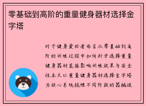 零基础到高阶的重量健身器材选择金字塔